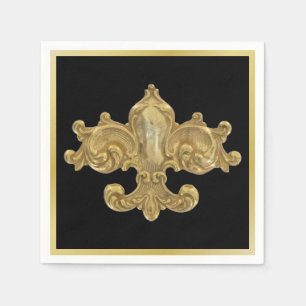 Guardanapo De Papel Fleur De Lis Antiquado Dourado