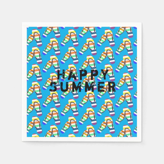 Guardanapo De Papel flip-flops feliz do arco-íris de verão (Frente)