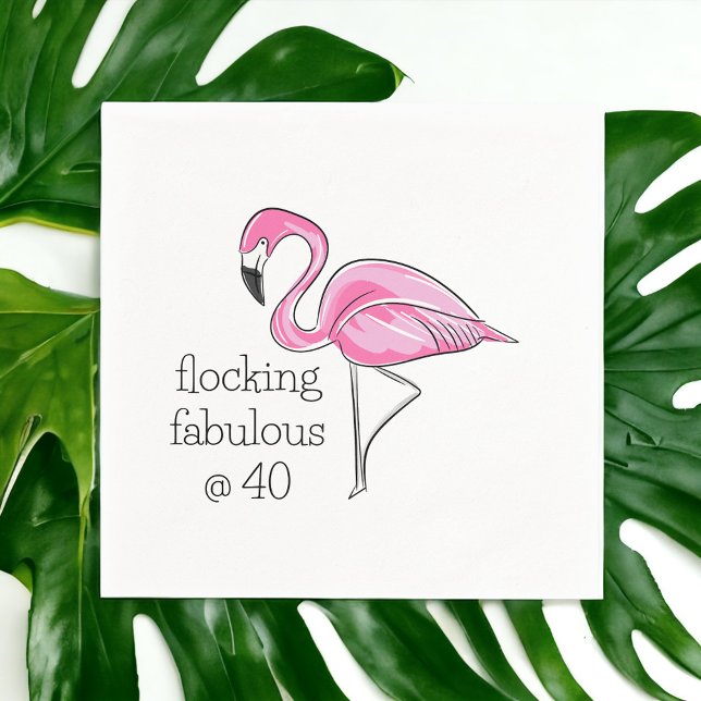 Guardanapo De Papel Flocking Fabuloso @ 40 Flamingo Rosa Aniversário d (Criador carregado)