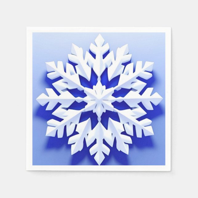 Guardanapo De Papel Floco de Neve Azul Detalhado (Frente)