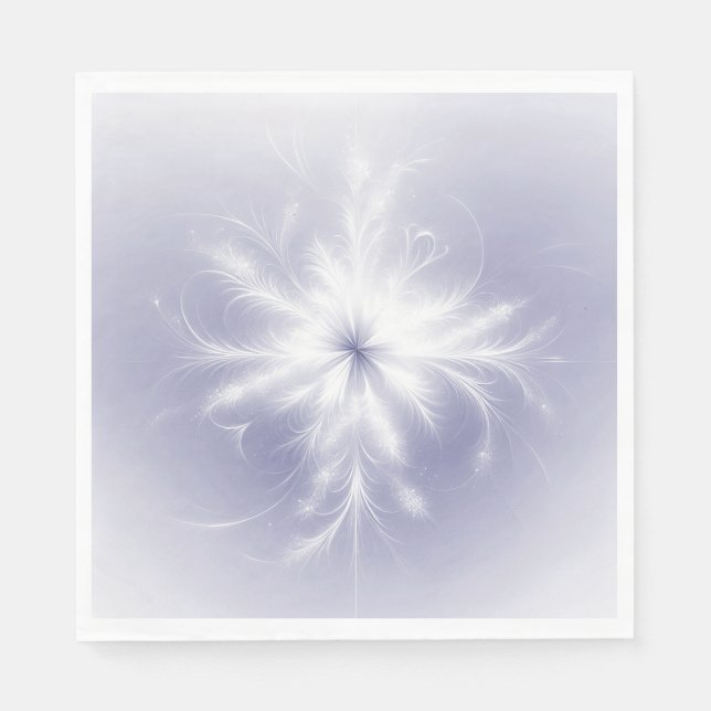 Guardanapo De Papel Floco de Neve Branco Elegante Sobre Roxo (Frente)