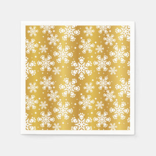 Guardanapo De Papel Floco de neve branco em ouro com padrão de impress