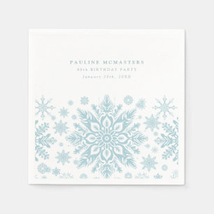 Guardanapo De Papel Floco de neve branco-Festa de aniversário azul 80
