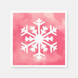 Guardanapo De Papel Floco de neve branco no fundo cor-de-água rosa