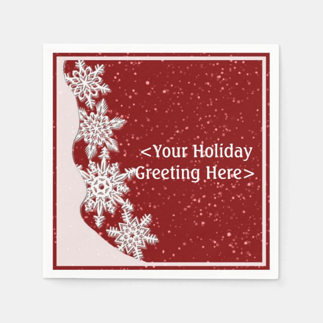 Guardanapo De Papel Floco de neve de Natal Vermelho Personalizado Napk (Frente)