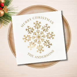 Guardanapo De Papel Floco de neve Dourado Personalizado Natal