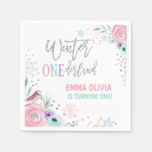 Guardanapo De Papel Floco de neve florido cor-de-rosa Silver Silver de