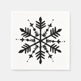 Guardanapo De Papel Floco de Neve Gráfico Minimalista Preto e Branco