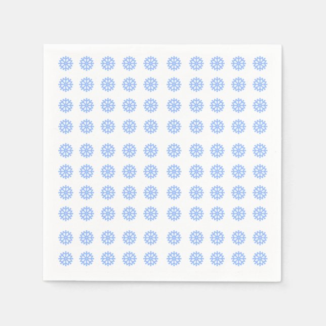 Guardanapo De Papel Floco de neve Padrão de inverno azul claro (Frente)