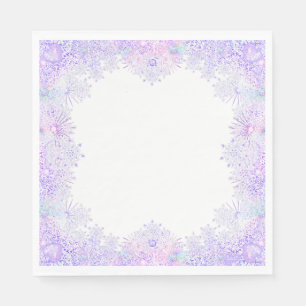 Guardanapo De Papel floco de neve roxo leve e coração brilhando
