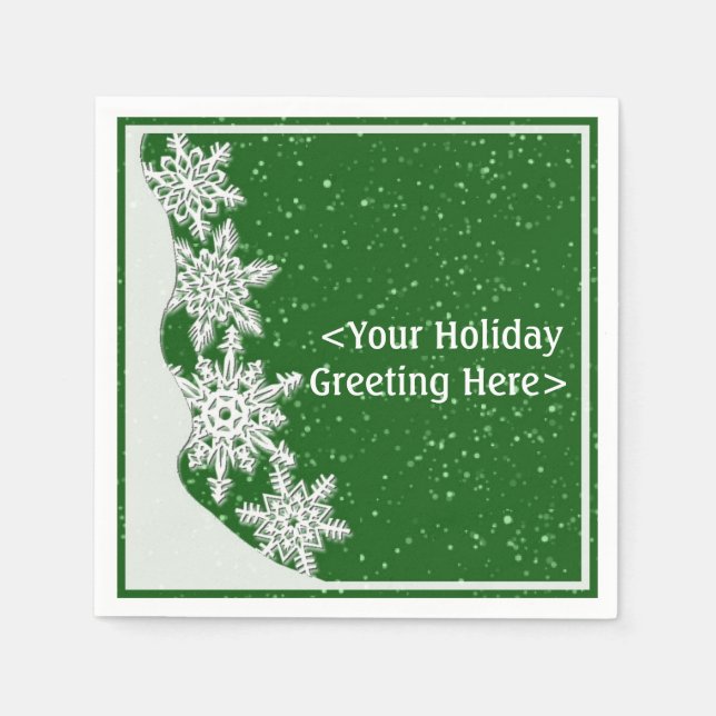 Guardanapo De Papel Floco de Neve Verde Personalizado Napkins (Frente)
