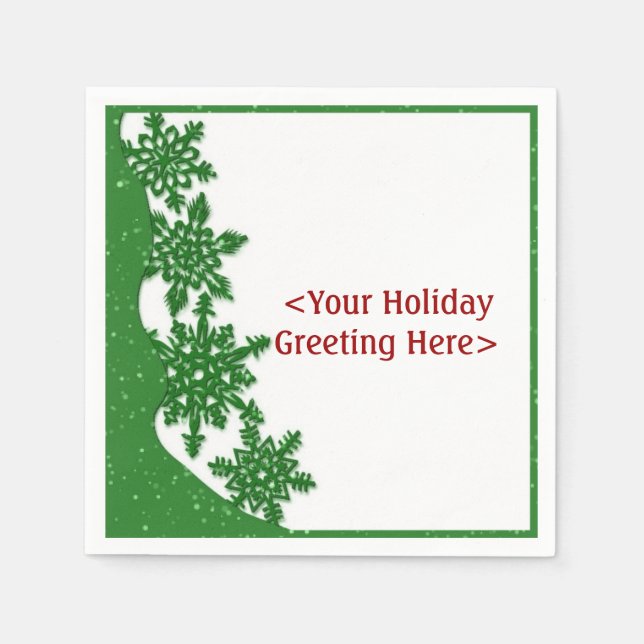 Guardanapo De Papel Floco de Neve Verde Personalizado Napkins (Frente)