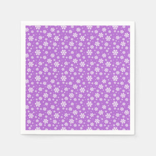 Guardanapo De Papel Flocos Brancos de Neve no Padrão Roxo de Inverno