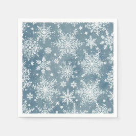 Guardanapo De Papel Flocos de Neve Azuis Aguarela Férias de Inverno