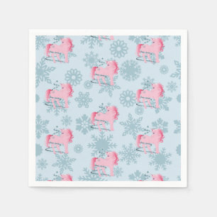 Guardanapo De Papel Flocos de neve brancos, cor-de-rosa, Unicorn