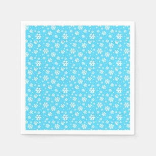 Guardanapo De Papel Flocos de Neve Brancos em Padrão de Inverno Azul C