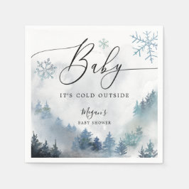 Guardanapo De Papel Flocos de neve Chá de fraldas de inverno Azul