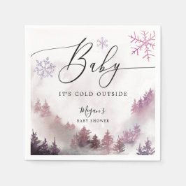 Guardanapo De Papel Flocos de neve cor-de-rosa com Chá de fraldas de i