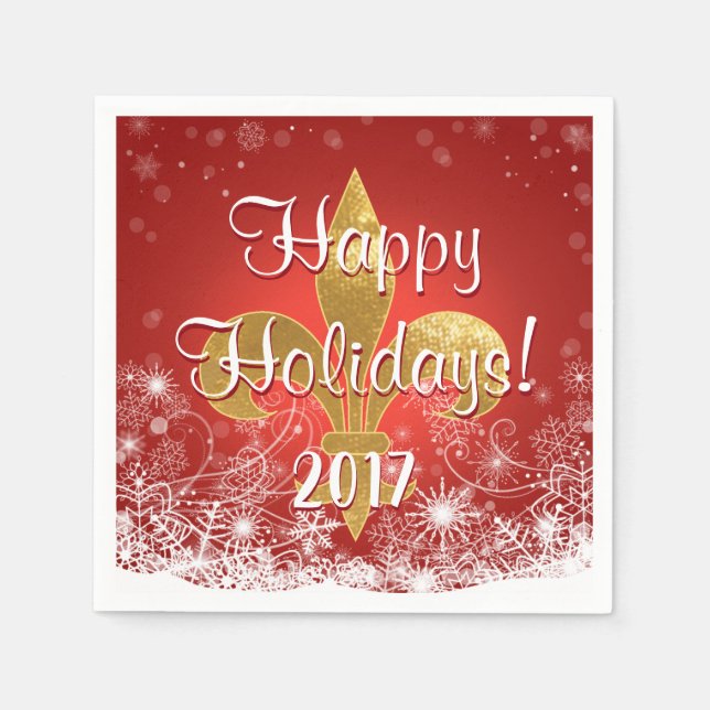 Guardanapo De Papel Flocos de neve de feriado Cocktail Napkins (Frente)