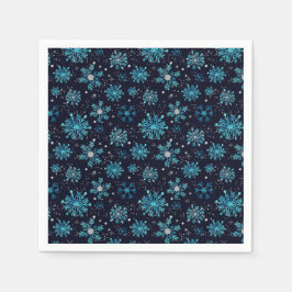 Guardanapo De Papel Flocos de neve de inverno azuis e prateados