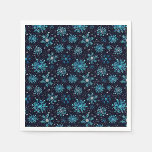 Guardanapo De Papel Flocos de Neve de Inverno Azul e Prata