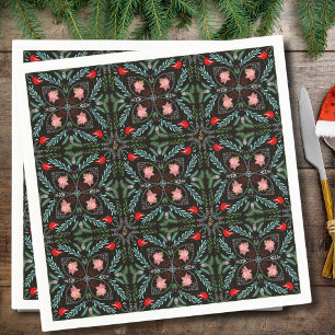 Guardanapo De Papel Flocos de Neve de Inverno, Poinsettias, Cardinals