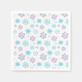 Guardanapo De Papel Flocos de neve de inverno, púrpura e azul