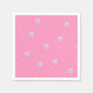 Guardanapo De Papel Flocos de neve de inverno rosa