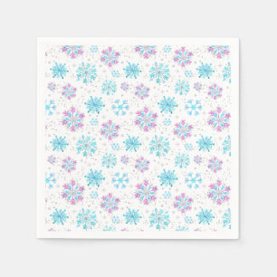 Guardanapo De Papel Flocos de Neve de Inverno Roxos e Azuis