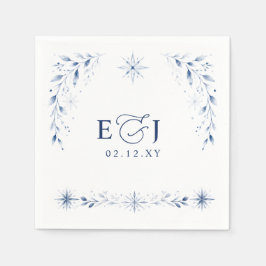 Guardanapo De Papel Flocos de Neve de Monograma Elegante Casamento de 