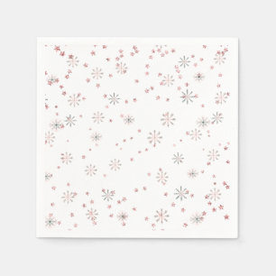 Guardanapo De Papel Flocos de neve do inverno, cor-de-rosa e prata