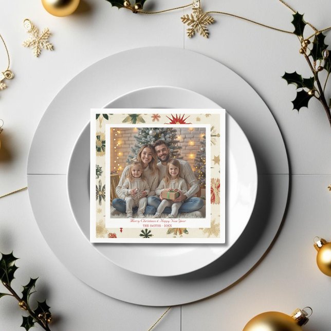 Guardanapo De Papel Flocos de neve Dourados, antigos e modernos (Vintage and Modern Gold Snowflakes Napkins)