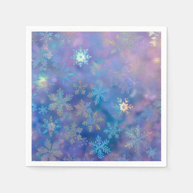 Guardanapo De Papel Flocos de neve iridescentes (Frente)