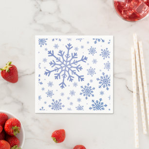 Guardanapo De Papel Flocos de neve marinho azul de Natal em branco de 