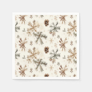 Guardanapo De Papel Flocos de neve russos e cones de pinho
