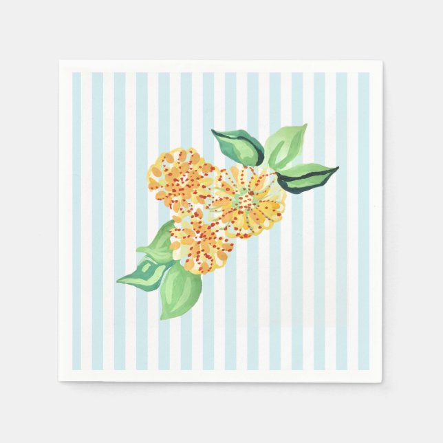 Guardanapo De Papel Flor Amarelo - Faixa Azul (Frente)