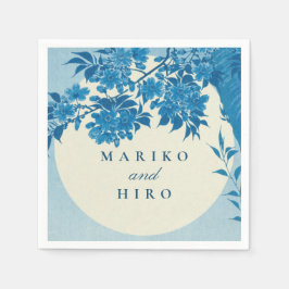 Guardanapo De Papel Flor Azul-Cereja Antiquado Japonês