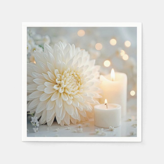 Guardanapo De Papel Flor Chrysanthemum e Velas (Frente)
