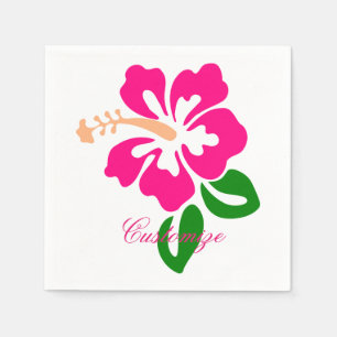 Guardanapo De Papel Flor cor-de-rosa tropical Thunder_Cove do hibiscus