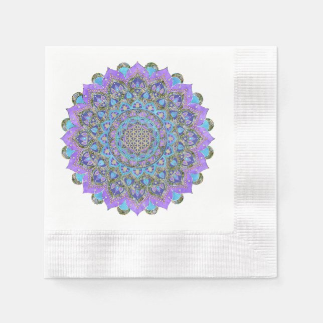 Guardanapo De Papel Flor Da Vida - Estilo De Mandala Índia 2 (Frente)