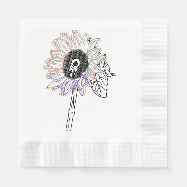 Guardanapo De Papel Flor de Arco-Íris Arte Funky (Frente)