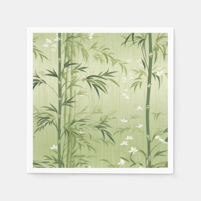 Guardanapo De Papel Flor de Bambu Sereno Asiático (1) (Frente)