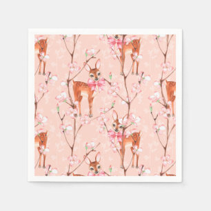 Guardanapo De Papel Flor de cerejeira e jovens corças /2
