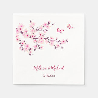 Guardanapo De Papel Flor de Cerejeira Seu Nome Casamento