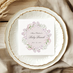 Guardanapo De Papel Flor de Ervilha Doce Bebê brunch elegante Redondo