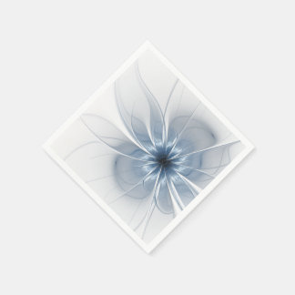 Guardanapo De Papel Flor de fantasia fractal azul macia e tenra