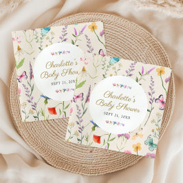 Guardanapo De Papel Flor de Flor Selvagem Gênero Chá de fraldas bege n