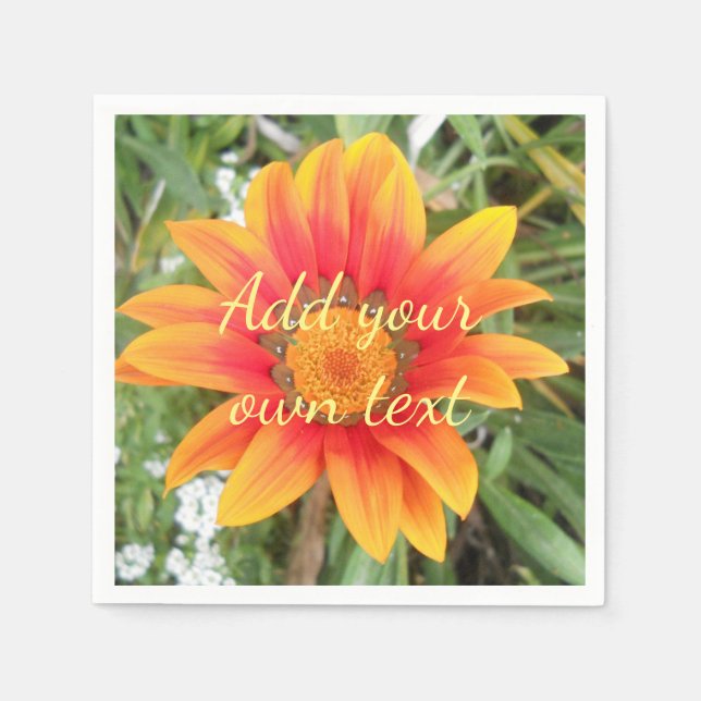 Guardanapo De Papel Flor de Laranja Única com Texto Personalizado (Frente)