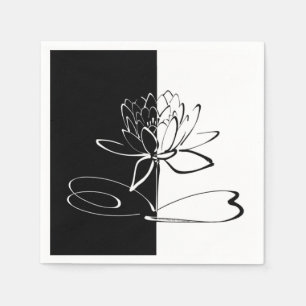 Guardanapo De Papel Flor de Lotus Preto Yin Yang