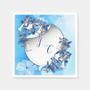 Guardanapo De Papel Flor de Lua branca ilustrada